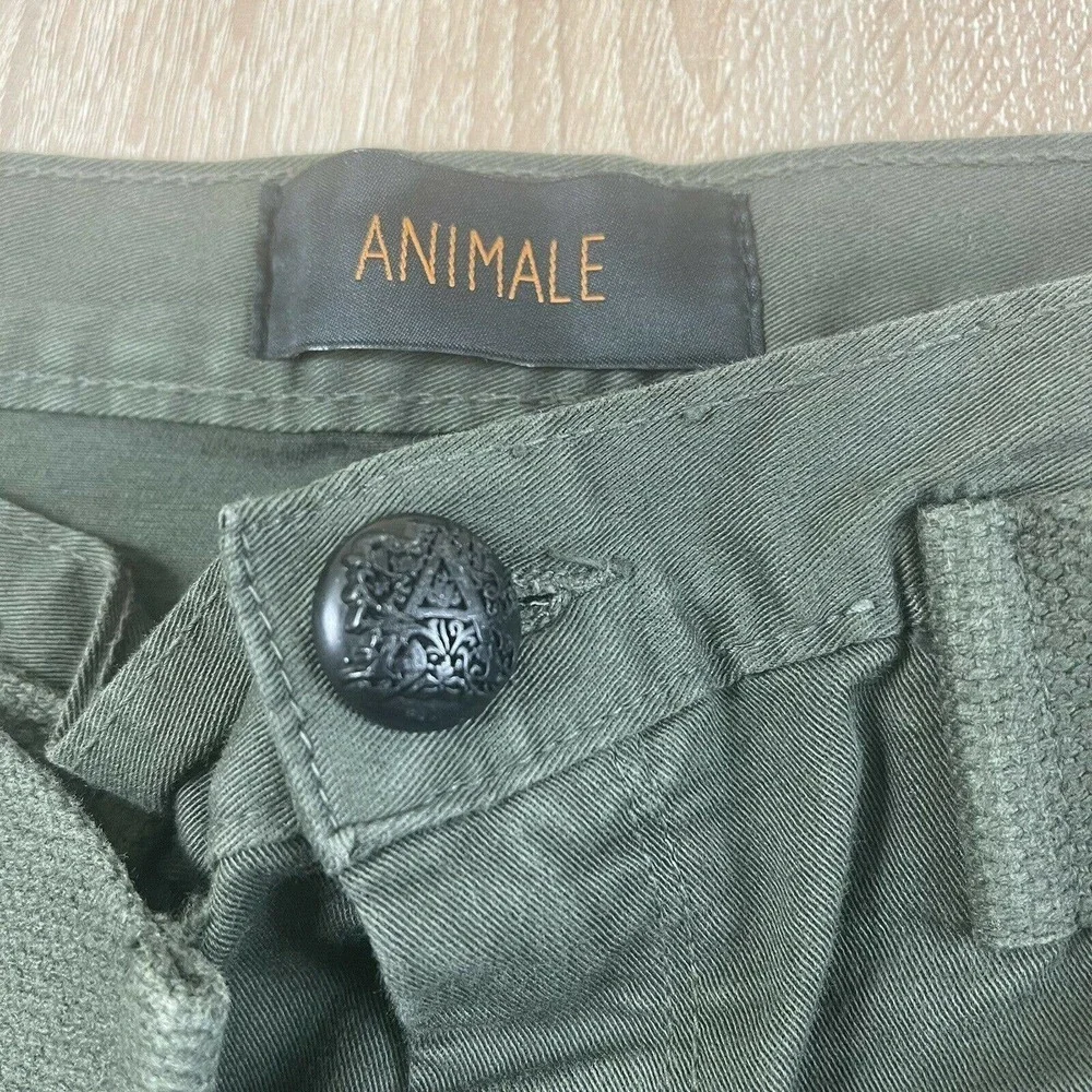 ANIMALE Brazil Womens High Rise Military Style Pants Size 38/6 Green Leg Buckles - Picture 11 of 12